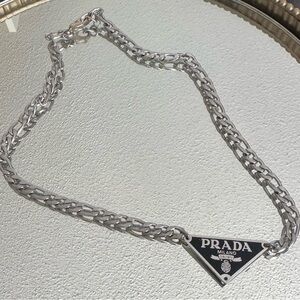 Viral Prada Necklace in Silver Chain